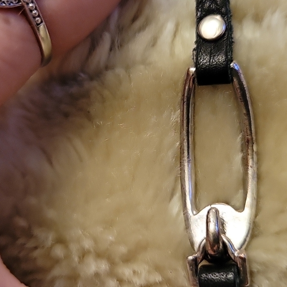 Leather Stripe Necklace/Collar White Chrystal Stud Hook Evil Eye Protection Bead - Picture 7 of 11